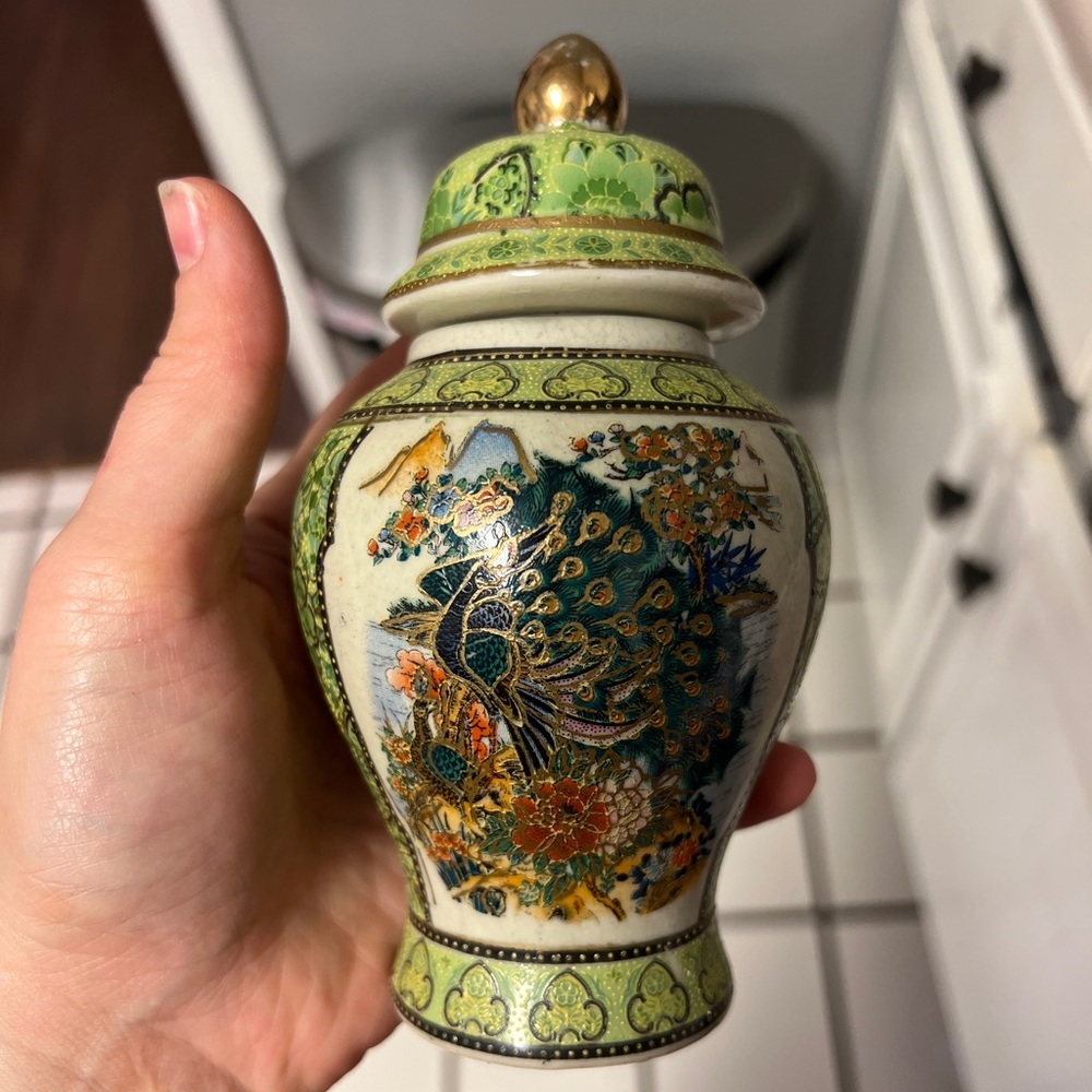 Vintage CHINESE Oriental 8" Porcelain Vases Intricately Hand
Painted Peacock